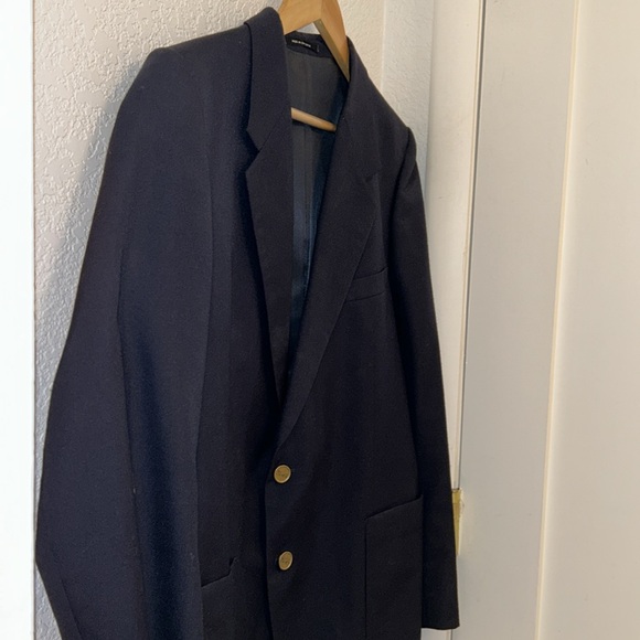Vintage SAINT LAURENT Oversized Menβs NAVY blazer with Gold Logo buttons SZ: L - Picture 6 of 14